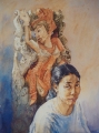 Bob Baird, Balinese Woodcarver – Watercolour, Image size 77x57