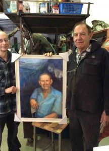 Howard Tweedie with Alan Somerville and Tweedie's portrait of Alan