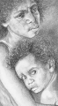 Kim  Bennett, \"Aboriginal Mother and Child\" , 2001 , Graphite , Approx 60 x 80 cms 